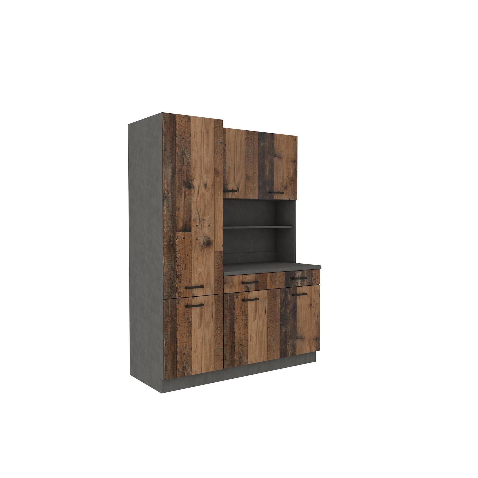 Buffet Küche Mario 150 Küchenzeile Küchenblock Einbauküche Old Wood Style Matera