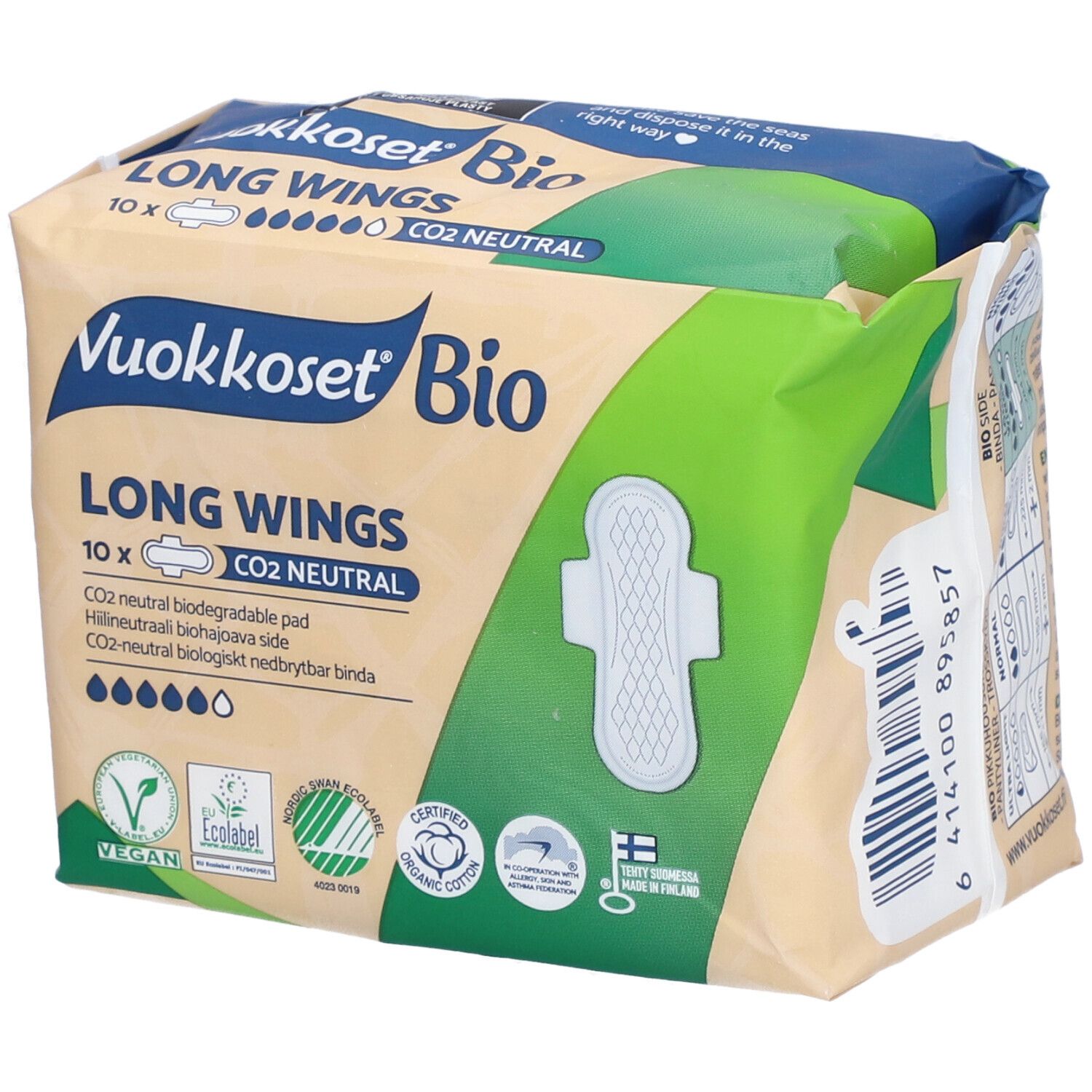 Vuokkoset Maandverband Long Wings 100% 10 St Binden