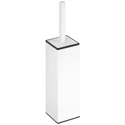 Brillantbad WHITE  WC-Bürstengarnitur Messing Weiß 80x400x80 mm für Bad & WC >> zum Bohren oder Freistehend anwendbar