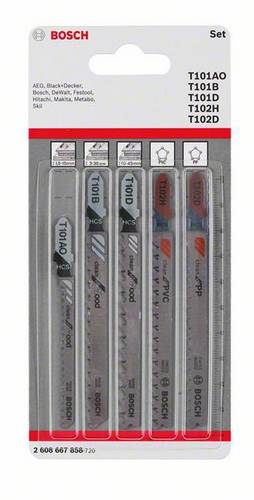 Bosch Accessories 2608667858 Stichsägeblatt-Set Wood and Plastics, 5-teilig, Einnockenschaft 5St.