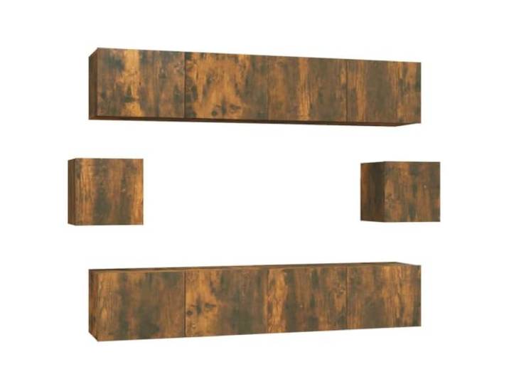 Kaorsrow 6-TLG TV-Schrank-Set Wandmontage Lowboard Räuchereiche Platzsparende Hängeboards fürs Wohnzimmer und Schlafzimmer bieten durch geschlossene Türen ordentlichen Stauraum.