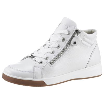 Schnürboots ARA "ROM", Damen, Gr. 8, atmungsaktiv, weiß, Glattleder, Schuhe Schnürboots, Keilabsatz, High Top-Sneaker, Freizeitschuh in Schuhweite G = weit, Topseller