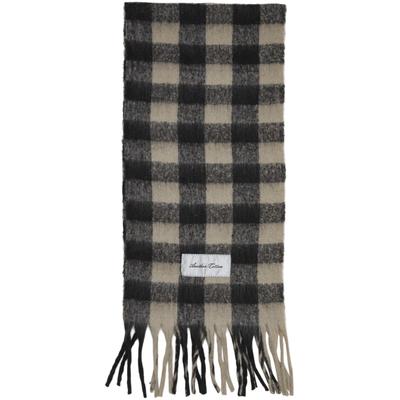 Schal ANOTHER COTTON LAB "Another Cotton Lab Oversized Scarf", Herren, Gr. onesize, schwarz (beige), Polyacryl, Modetücher Schal