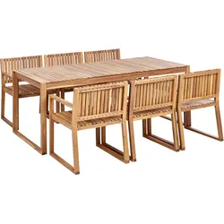 GARTENMÖBEL-SET 6-Sitzer Heller Holzfarbton Sassari II