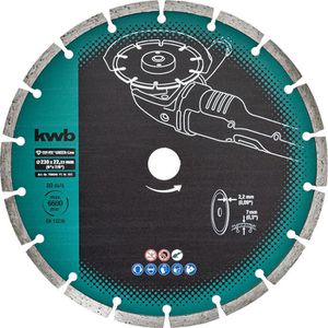 kwb Trennscheibe Cut-Fix Green-Line 798840, Bohrungs-Ø 22,23mm, Diamanttrennscheibe, für Beton und Ziegel, 230 x 2,2 mm