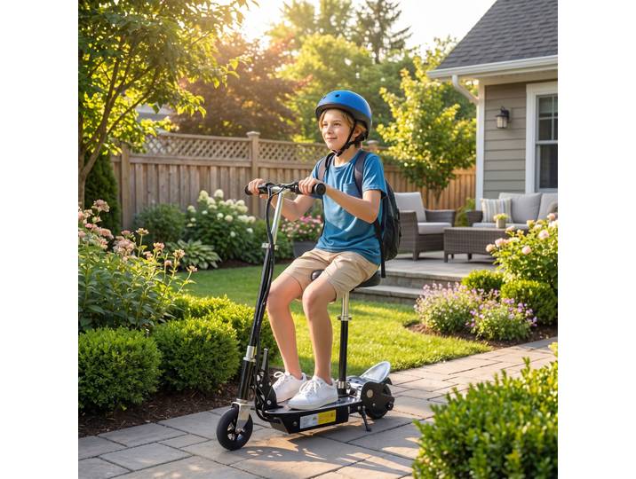 HOMCOM Trottinette Électrique Enfant 120W Pliable Noir