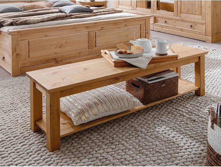 Massive Sitzbank 140 x 43 x 36cm Braun