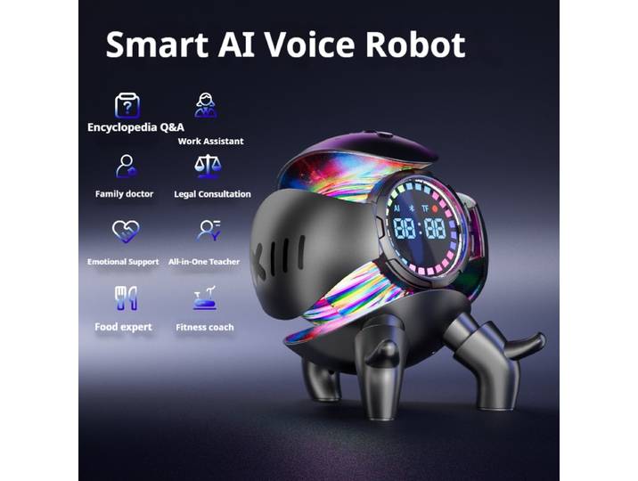 Robot IA Chat, 6 modèles IA, double mode Wi-Fi et Bluetooth, compagnon de bureau, veilleuse, horloge, alarme, assistance intelligente au bureau