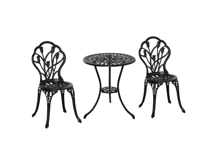 Outsunny Gartenmöbel Set, Aluminium, Schwarz, Metall, Gartenmöbel, Gartengarnituren, Gartenmöbel-Sets