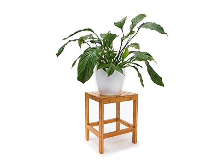 Relaxdays Tabouret en Bambou Table pour Plantes Tabouret Salle de Bain HxlxP: 40 x 28 x 32 cm Table appoint déco\, Nature