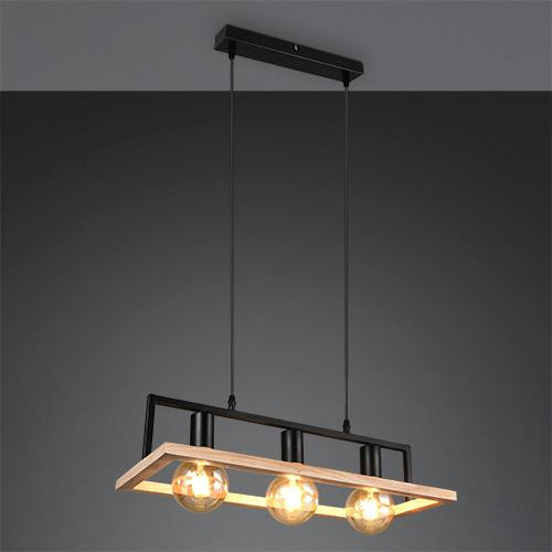 Trio Bano design hanglamp zwart met hout