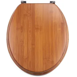 MSV WC Sitz Toilettendeckel Bambus "Bamboo" Scharniere aus Edelstahl - hochwertige und stabile Qualität