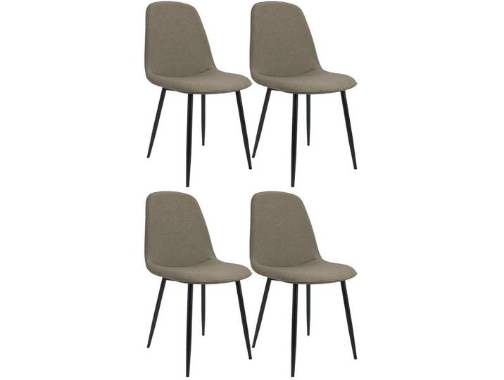 CLP Esszimmerstuhl 4er Set Stoff Taupe, Metall, 45x88x54 cm, Esszimmer, Stühle