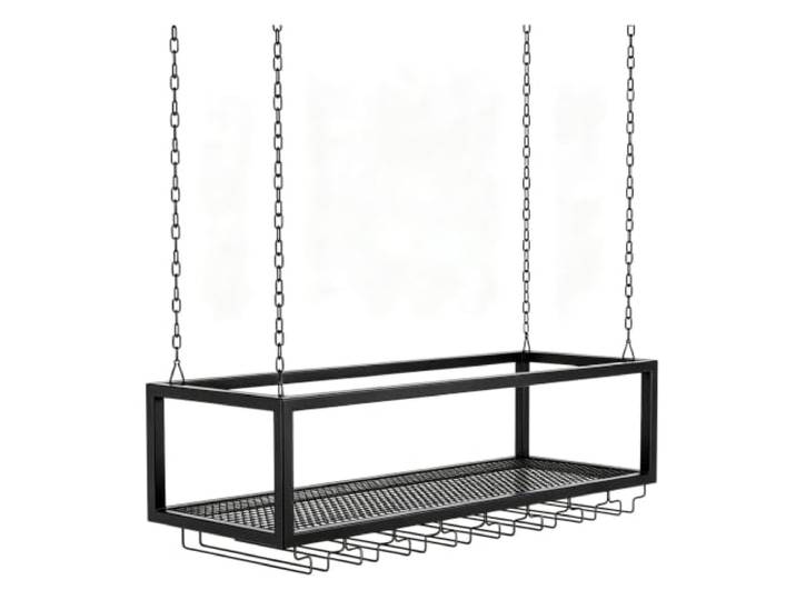 Failjierue Kettenförmiges Decken-Weinglasregal mit Glashalter Vertikales Weinregal aus Metall mit 10–100 cm verstellbarer Metallkette für Bar, Café, Küche(100x25x20cm)