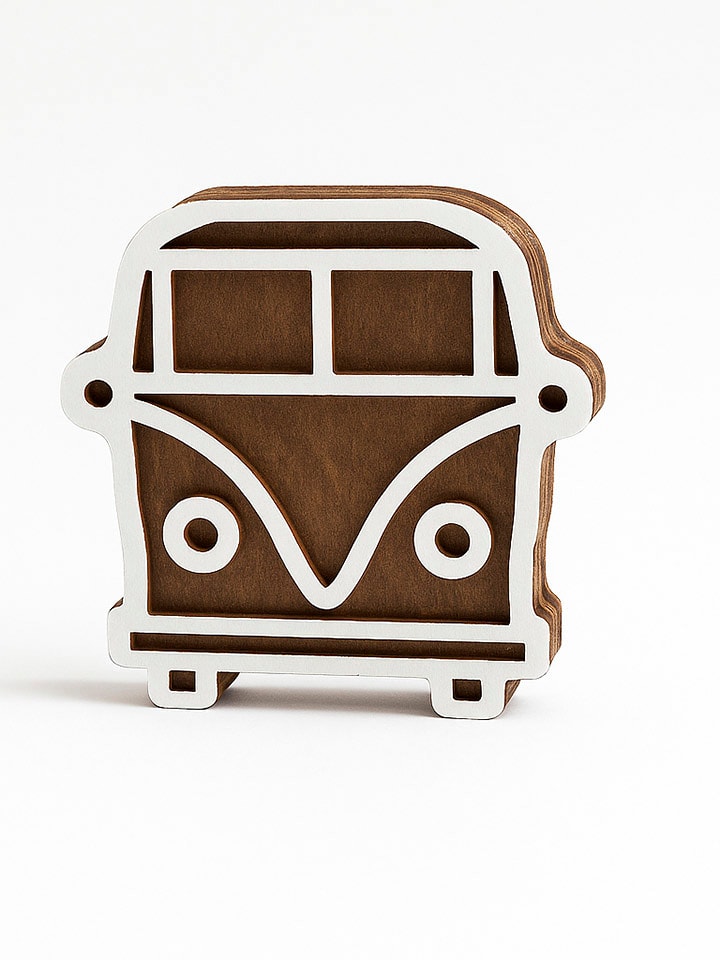 Samimi Blockdruck-Stempel ''Minivan'' in Natur/ Weiß - (L)7 x (B)7 cm - onesize