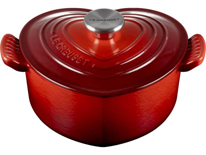 LE CREUSET Herz-Bräter 20cm Kirschrot, rot, Gusseisen