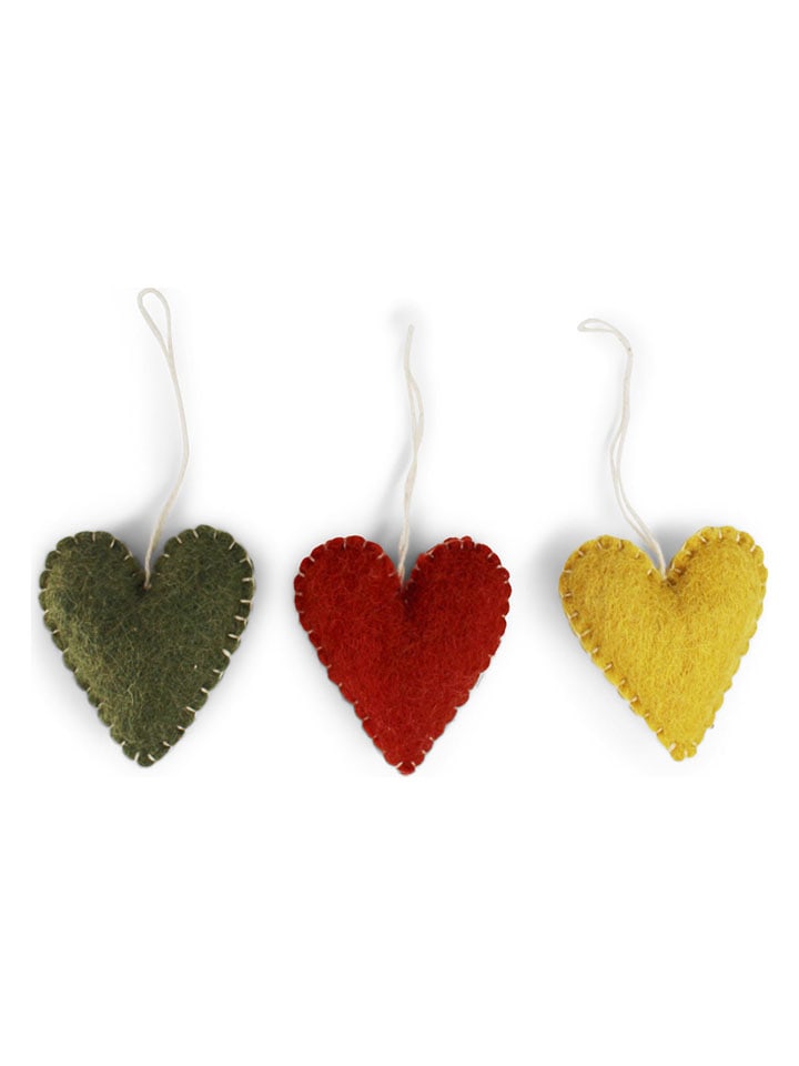 Gry & Sif 3er-Set: Dekohänger ''Heart'' in Gelb/ Grün/ Rot - (L)6,5 x (B)5,5 cm - onesize