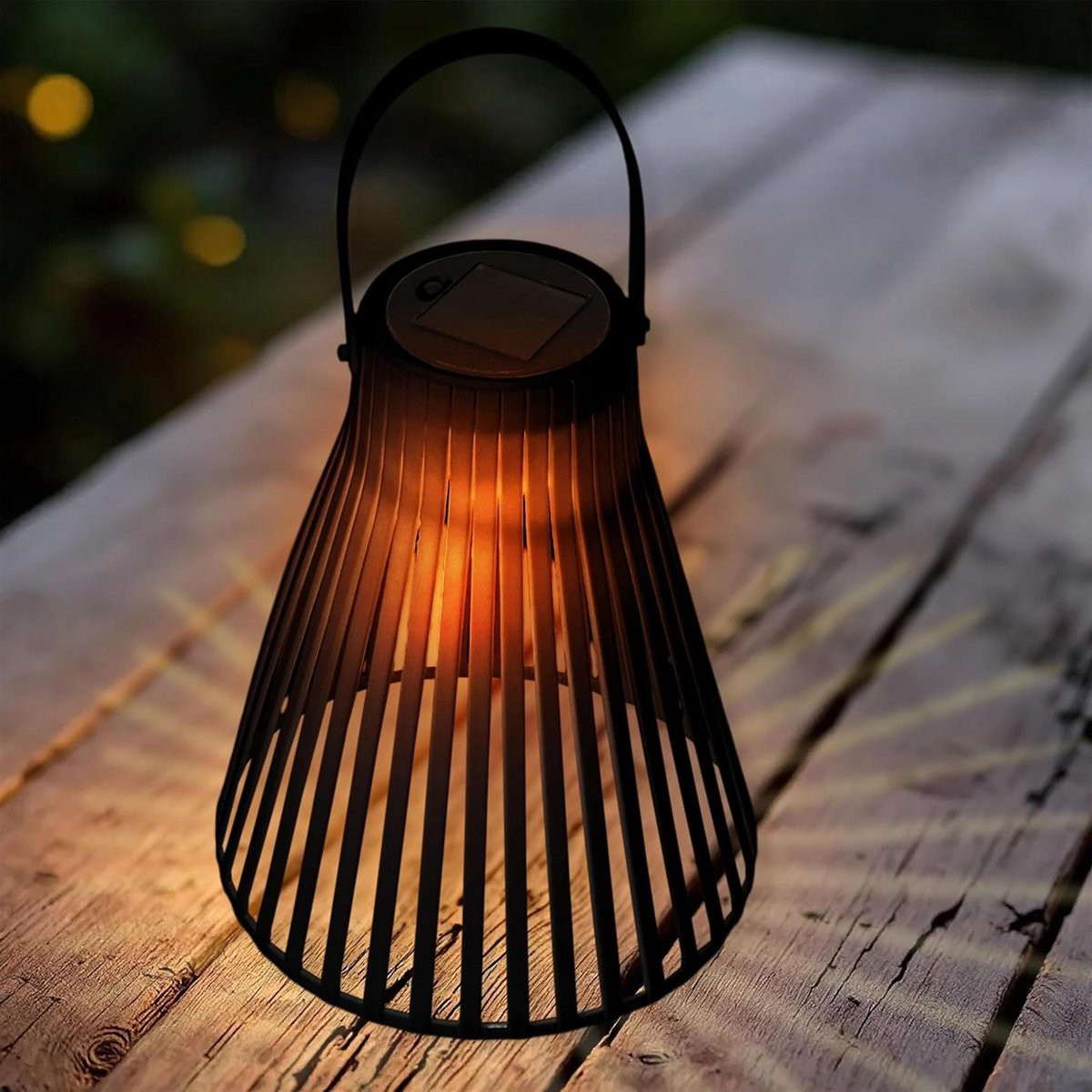 Merkloze LED Zonne-energie Lantaarn voor Tuin, Balkon en Terras - Zwart