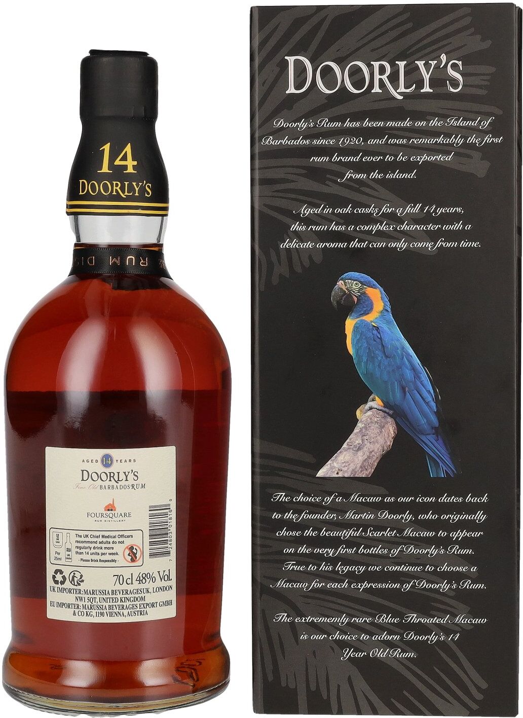 Doorly's Barbados Rum Foursquare Doorly's 14 Years Old Fine Old Barbados Rum 48% Vol. 0,7l in Geschenkbox