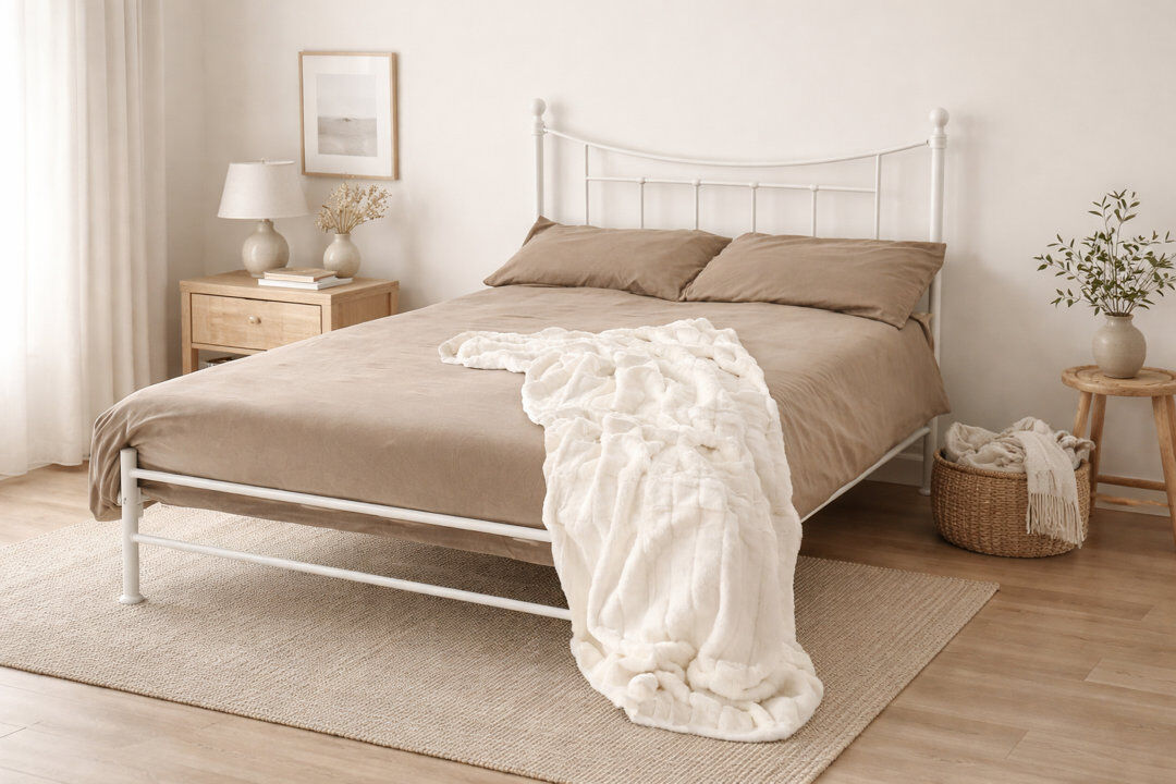 Three Posts Brockington Open-Frame Bed Ivory Single (3')