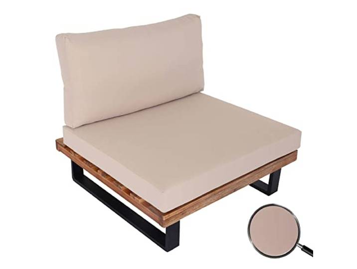 Mendler Lounge-Sessel HWC-H54 Akazie - Hellbraun, Polster beige