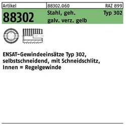 Ensat, Gewindeschneider + Gewindebohrer, Gewindeeinsatz R 88302 Typ 302 M 2,5 x 6 Stahl gehärtet galvanisch verzinkt gelb