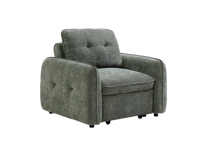 Fauteuil convertible en tissu texturé vert POBAVA