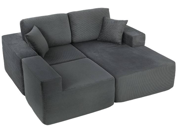 HOMCOM Ecksofa mit Schlaffunktion, L-Form 267 cm Schlafsofa mit Wurfkissen