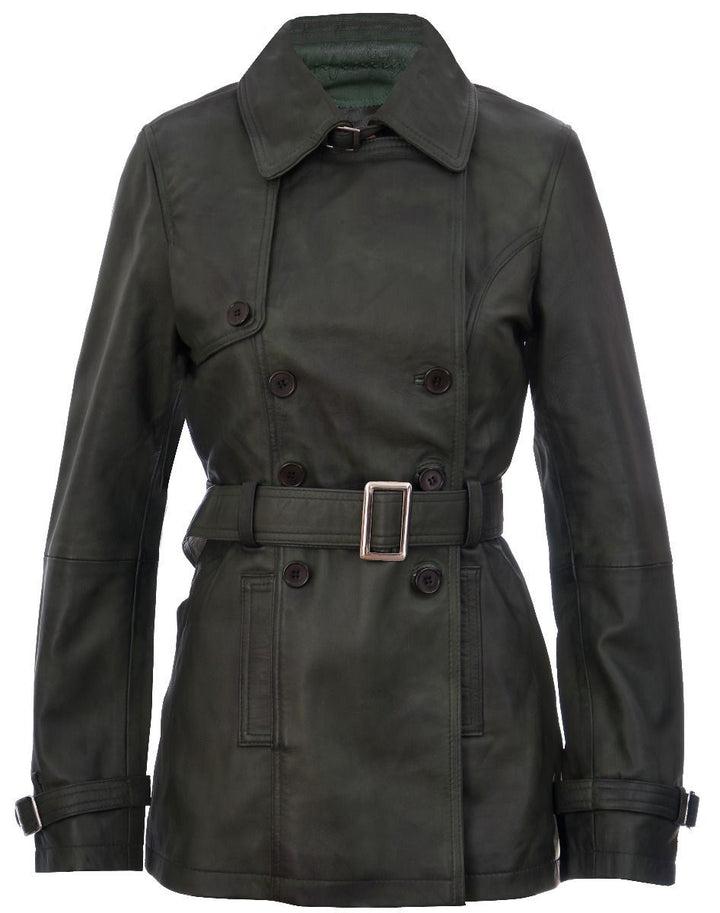 Mittellanger Damen-Trenchcoat aus Leder – Oakham