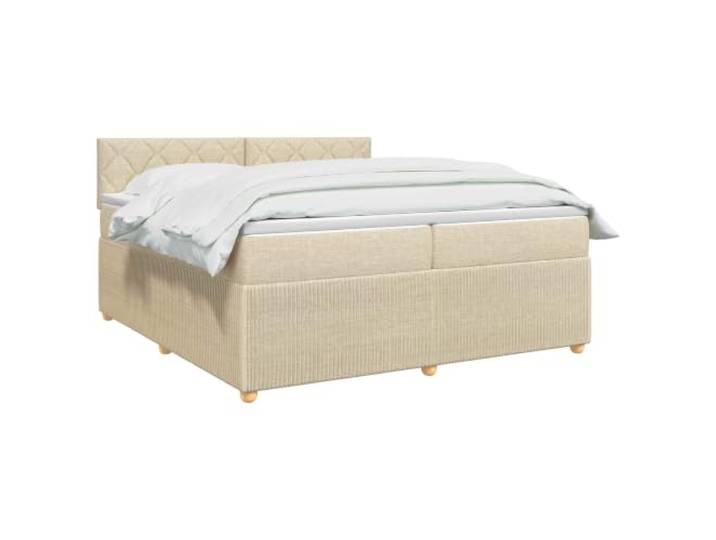 vidaXL Boxspringbett mit Matratze Creme 200 x 200 cm Stoff
