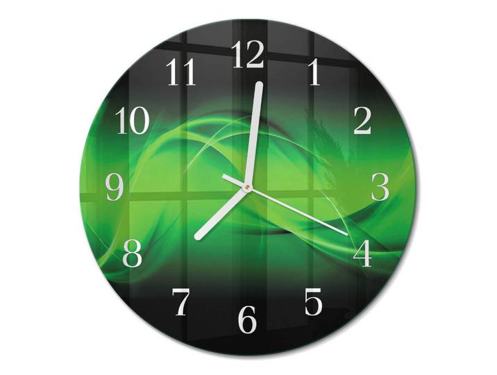 Tulup Wanduhr fi30 cm - Abstraktion, Grün, Glas, Rund, 30x30x0.4 cm, Dekoration, Uhren, Wanduhren