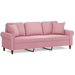 vidaXL 3-Sitzer-Sofa mit Zierkissen Rosa 180 cm Samt