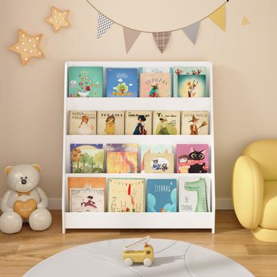 CoolArea 4-Tier Kids Bookshelf, Toddler Book Display Shelves, Helps Keep Bedrooms, Playrooms and Classrooms Organized,White