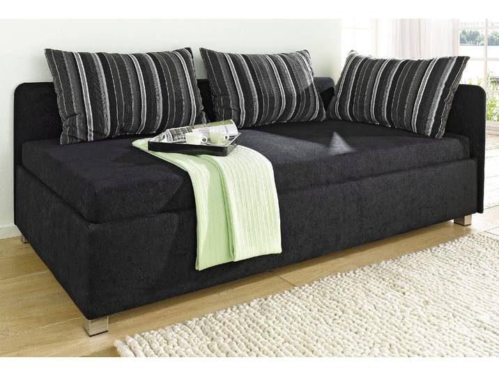 Polsterliege MAINTAL, schwarz, B:86cm L:206cm, 100% Polyester, Komplettbetten, Polsterliege, inkl. Bettkasten, Liege mit Umbau