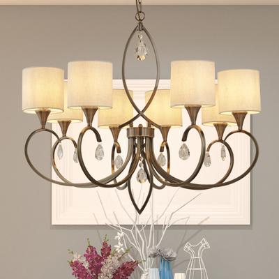 SEARCHLIGHT Kronleuchter "Hängeleuchte Alberto, 8-flammig", beige (antikmessing, klar und hafermehl), 8, Ø 77cm H: 67cm, 1 Stk., Leuchten, Klassisches Ambiente, Kronleuchter