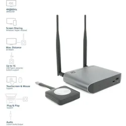 ACT Aero 4K Wireless Presentation System (20 m), Wireless Transmitter, Schwarz, Grau