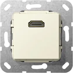 Gira Einsatz HDMITM „High Speed with Ethernet” Kabelpeitsche (cremeweiß, glänzend)