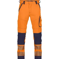 Dassy Stretch-Warnschutzbundhose mit Kniepolstertaschen Aruba - neonorange/dunkelblau - 56-5cm