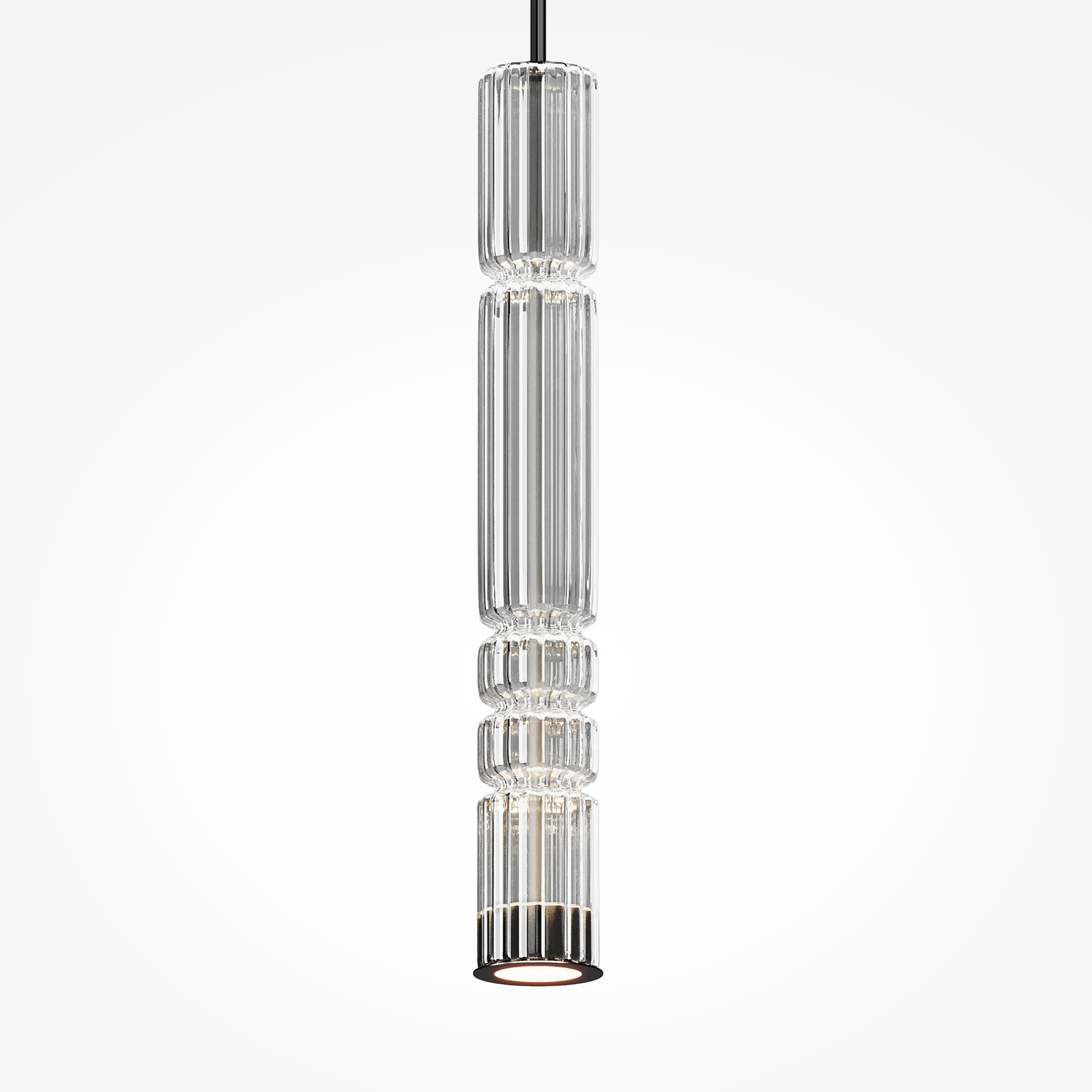 home24 LED-hanglamp Ordo type B, transparant/zilver, metaal en glas