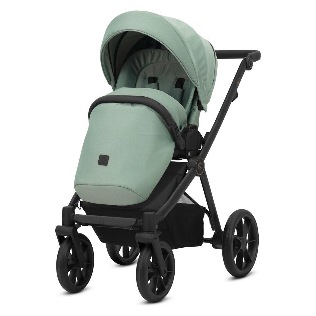 Kunert BRAV 2in1 Kinderwagen in Grün mit schwarzem Rahmen, Gelrädern und modernem Design (65280491)