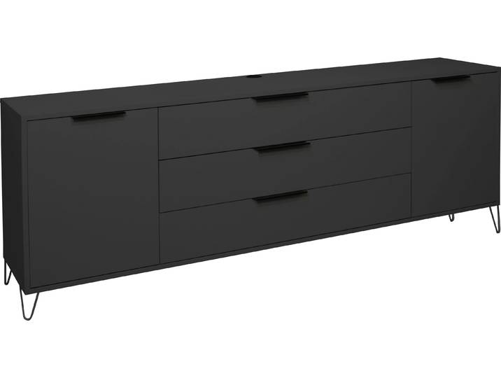 Sideboard MÄUSBACHER Bonnie , grau (anthrazit matt lack), B:216cm H:70cm T:45cm, Sideboards, Sideboard, Sideboard mit Drahtgestell