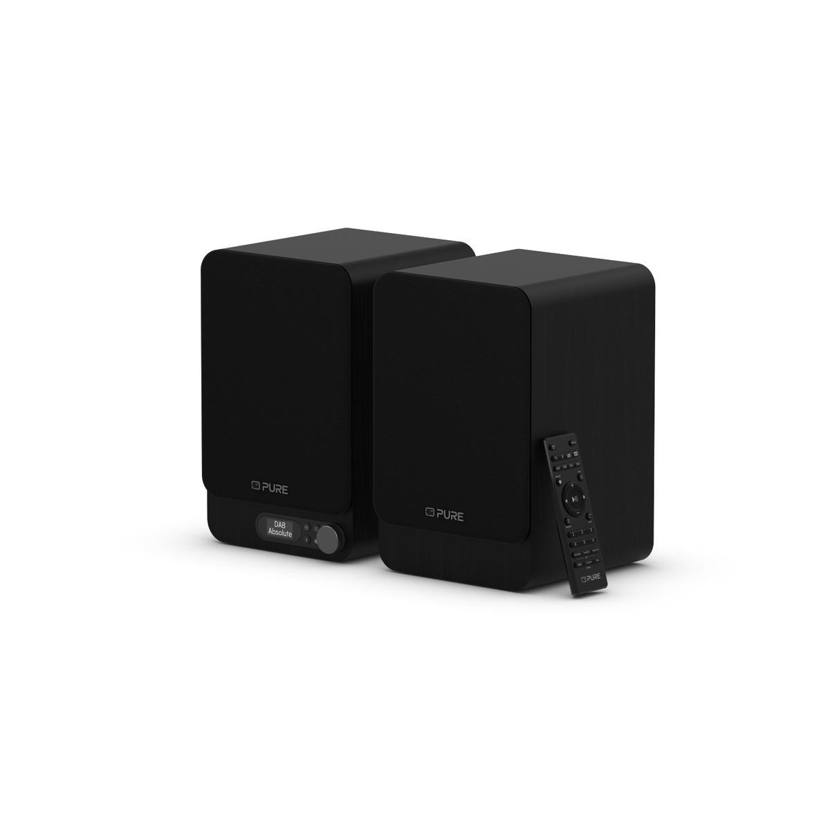 Pure Classic Active Stereo-Soundsystem DAB+/FM, Bluetooth, USB-C; HDMI, optical-In, Fernbedienung schwarz