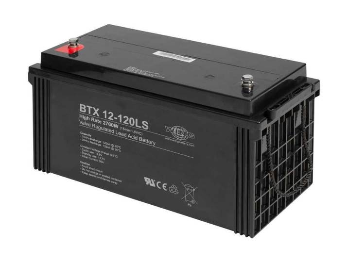 Wing BTX12-120LS - 12V 126.2Ah AGM accu - hoog vermogen - 408 x 176 x 227 mm (LxBxH)