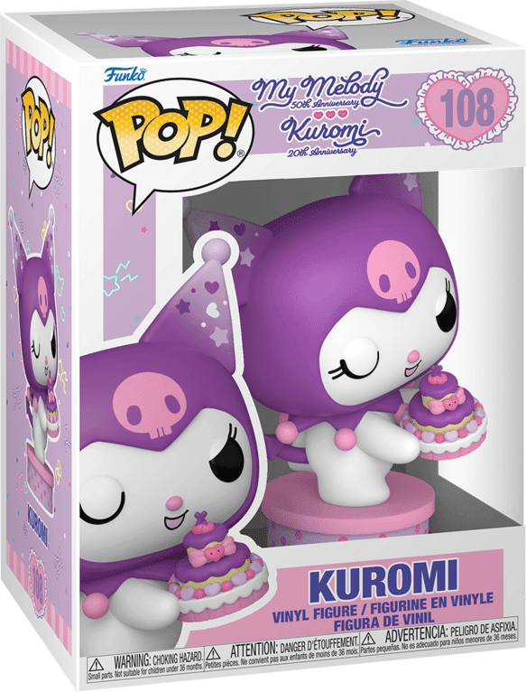 Funko Pop Vinyl Kuromi With Cake 20th Anniversary #108 - 4.6 in/11.7 cm - Sanrio Collectible