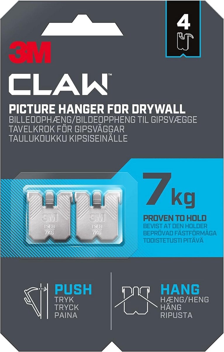 Set van 4 Merkloze Gipsplaat Haken voor Zware Objecten tot 7 kg