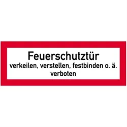 Aufkleber Feuerschutztür verkeilen...verboten, Folie, 297x105 mm