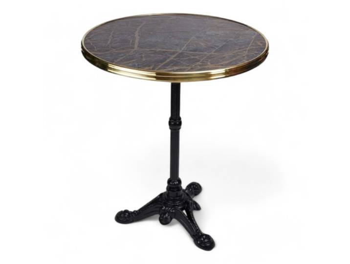 Table de terrasse MONCEAU - Marbre SIENNA - cerclage laiton