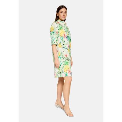Hemdblusenkleid VERA MONT "Damen mit Taschen", Damen, Gr. 36, Normalgrößen, Popeline, grün, nature, Popeline, Obermaterial: 97% Baumwolle, 3% Elasthan, gerade kurz, Rundhals, Kleider