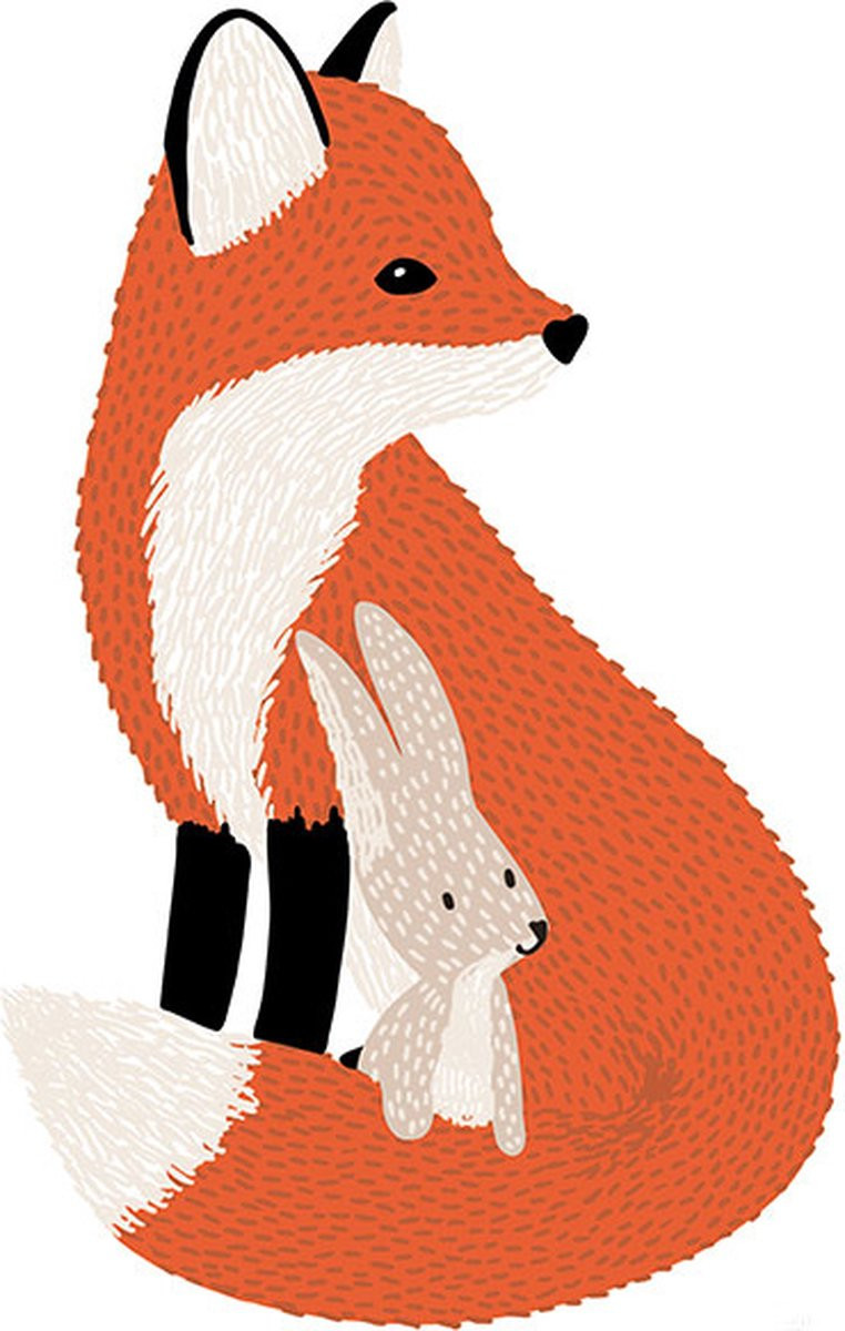 Lilipinso M. Fox muursticker Mr Fox & his friend voor kinderen