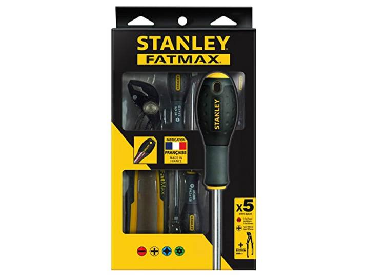 STANLEY Fmht0-62639 Pince Multiprise À Verrouillage Et Tournevis Électricien Gamme FATMAX - Fabriqué En France - Mâchoires Renforcées - Réglage Rapide - Lame En Acier - Poignée Soft-Grip - Résistant